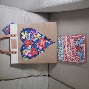 Brighton LET LOVE GROW Tote + Love Doves Jewerly Roll